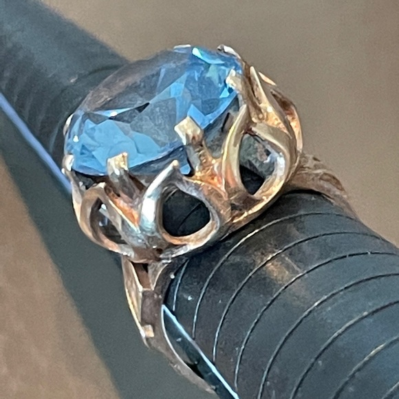 1940 9k Genuine Gold Aquamarine Ring - Picture 8 of 10